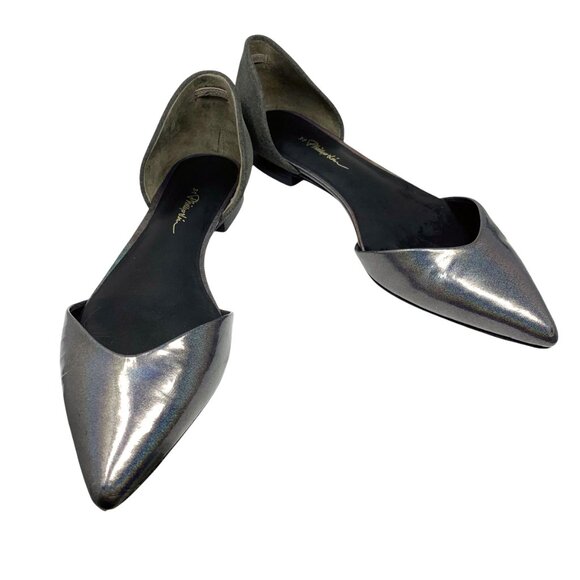 3.1 Phillip Lim Devon Iridescent‎ Leather Gray Suede D'Orsay Flats - Picture 10 of 12